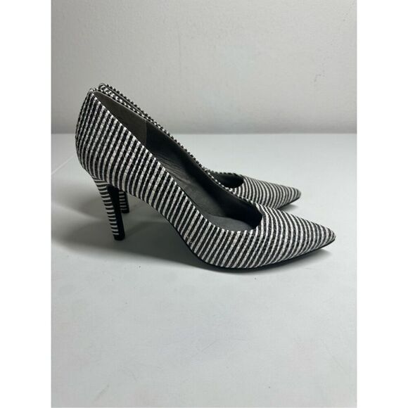 Seychelles Womens Black White Striped Leather Pointed Toe Heels Pumps Shoes 8 - Picture 1 of 10